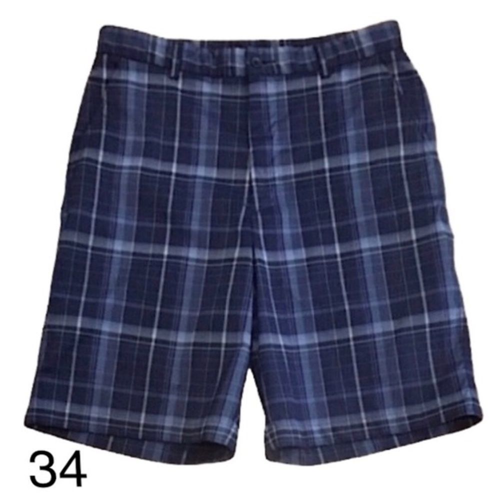 TOMMY ARMOUR Blue Plaid Mens Golf Shorts 34